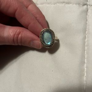 Sterling silver oval labradorite ring - size 8